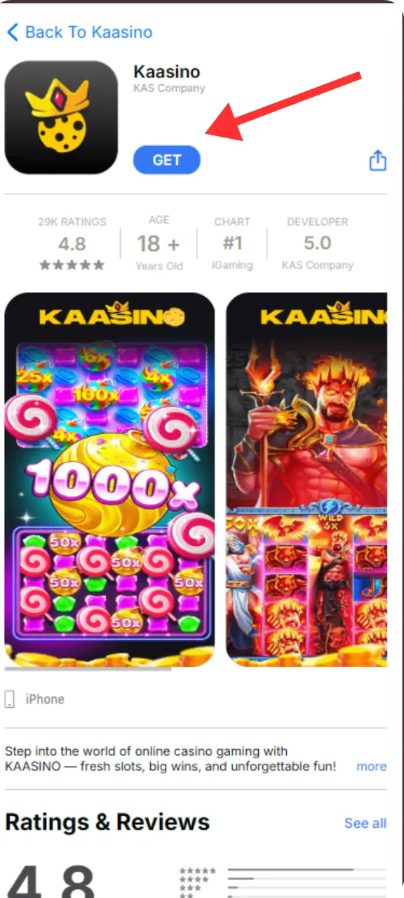 iPhone screen showing the app installation step